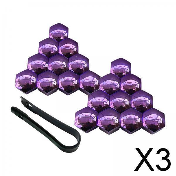 3x20 Pieces Car Wheel Nut Caps Covers Anti Rust Wheel Rim Cover Wheel Nut Caps Purple 21mm