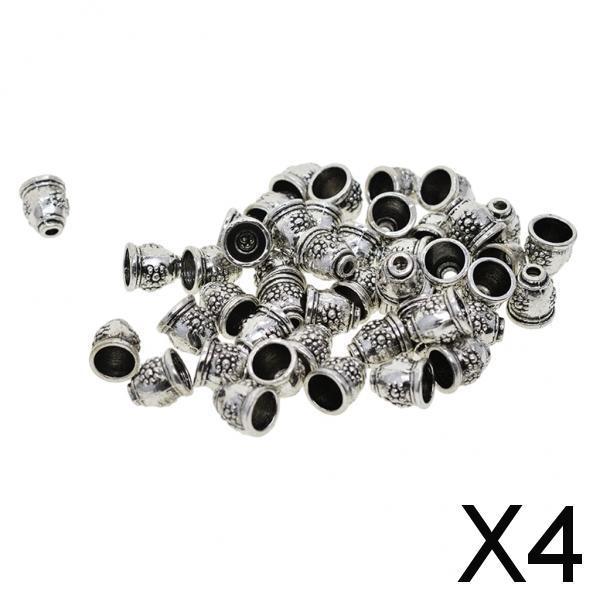 4x50 Pieces Daisy Patterned Beads Cap Tassel End Cap Jewelry Making Findings
