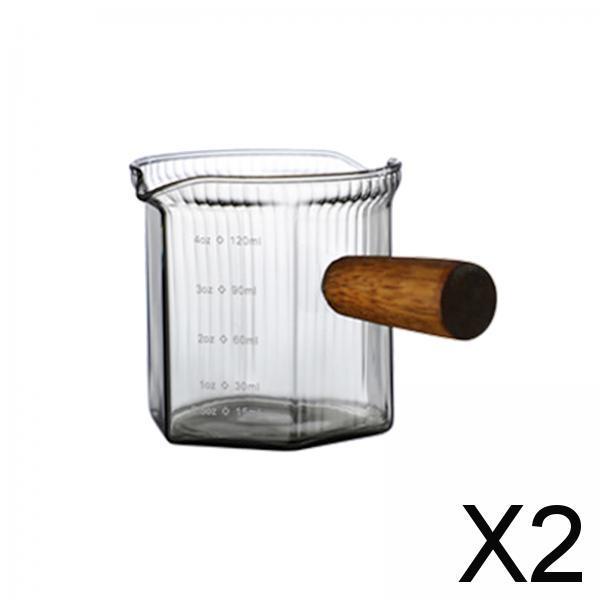 2xGlass Measuring Cup Heat Resistant Clear Mixing Mug for Teahouse Cafe Style A 120ml