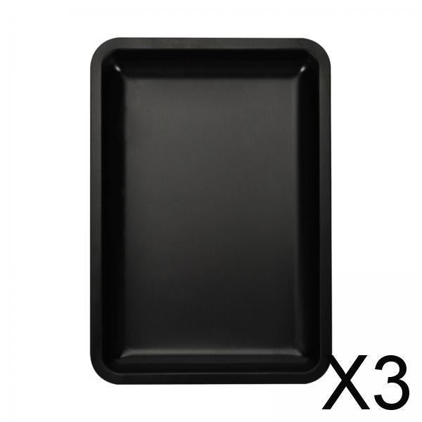 3xVanity Tray Stainless Steel Tray Nail Art Tools Tray for Wedding Table Party Black