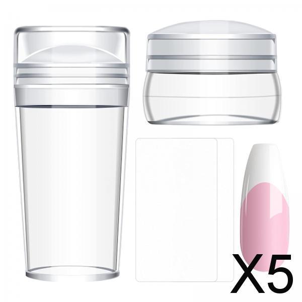 5x4 Pieces French Nail Stamper Clear Silicone Stamping Professional Detachable