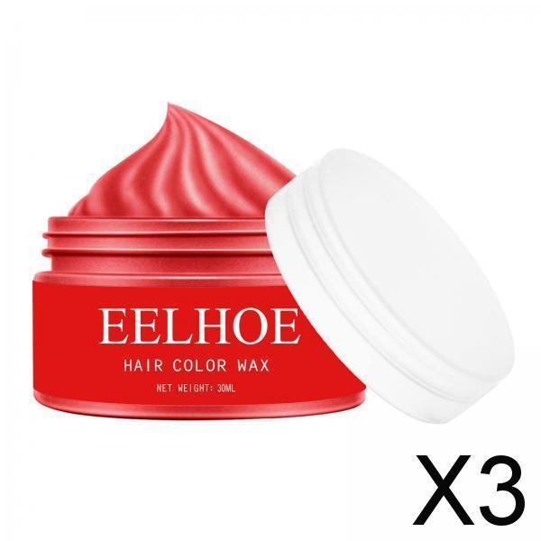3xHair Coloring Dye Wax Styling Washable Natural One-Time for Cosplay Red