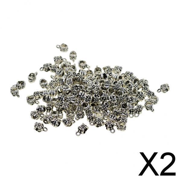 2x100Piece Tibetan Silver Hanger Bail Tube Beads Connectors for Jewelry Making