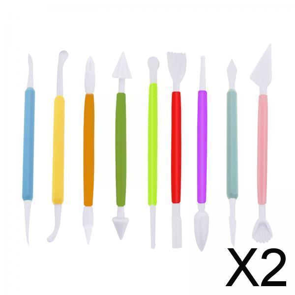 2x9Pack Plastic Clay Tools Ceramic Pottery Kit Shaping And Sculpting Assorted