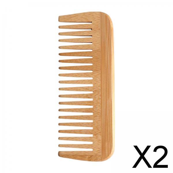 2xBamboo Hair Comb Wide Tooth Detangling Comb Detangling for wet and dry Hair