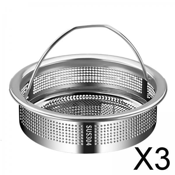 3xKitchen Sink Strainer Drain Strainer with Handle for RV Restaurant Household 304 Steel height 2cm