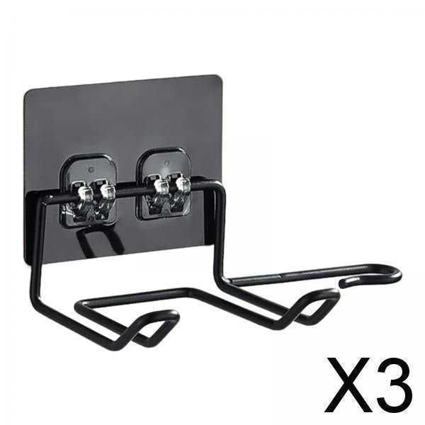 3xHair Dryer Holder No Drilling Styling Tool Organizer Sturdy Bathroom Black
