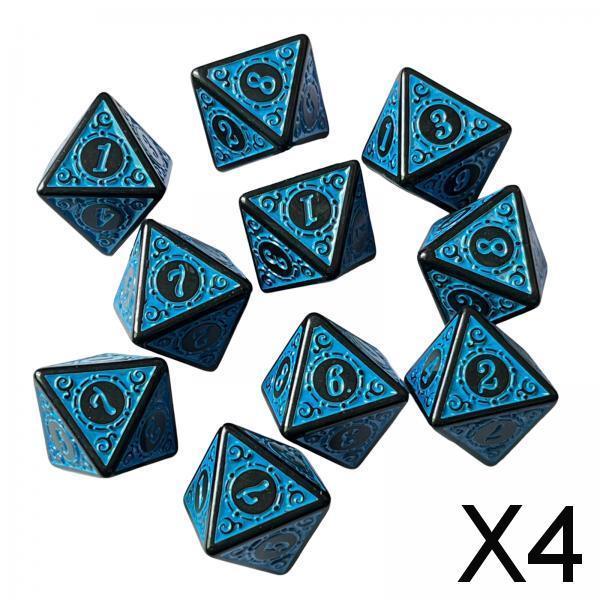 4x10Pcs 15mm Dices Acrylic Party Game Dices 8 Sided Dices Set for Party KTV Blue