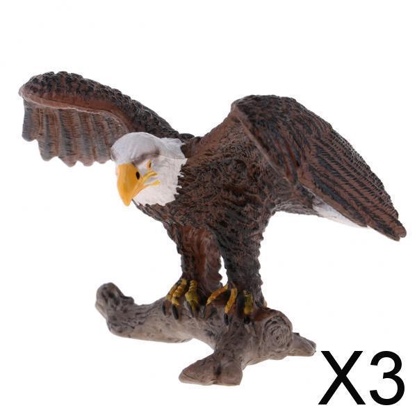 3xSimulation Animal Model Eagle LifeLike for Home Garden Miniature Props Decor