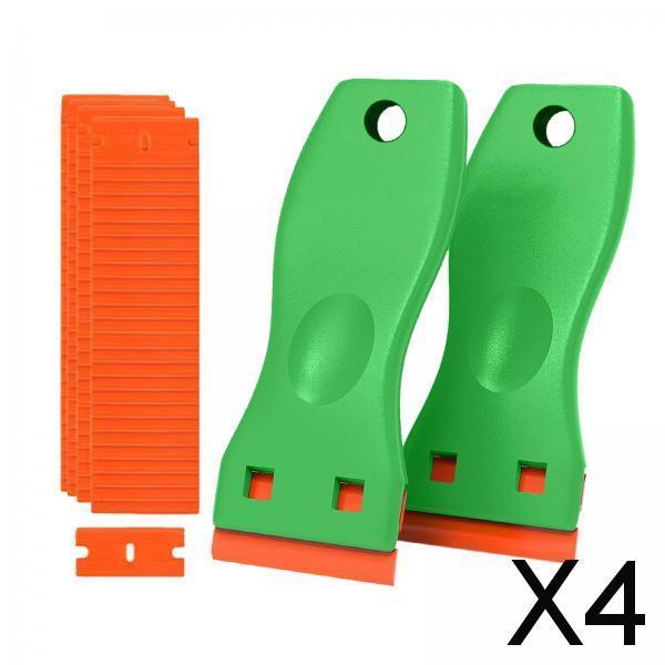 4xGlass Scraper with Blade Cleaner Blade Scraper for Removing Windshields Wall Green