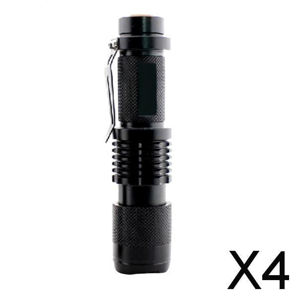 4xMini LED Rechargeable Flashlight Ultra Bright Power Zoomable Handheld Torch