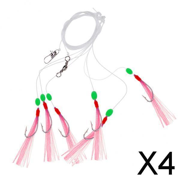 4x6 Hooks Big Flasher Rig Cod Bass Fishing Bait Lures with Barbed Hooks 7#