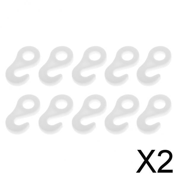 2x10Pcs/set Fasten Hook for Tent Awning Tie Rope Bungee Cord End 3.6cm White