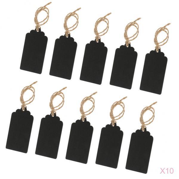 100 Pieces Mini Rectangle Wooden Blackboard Chalkboard Hanging Tags