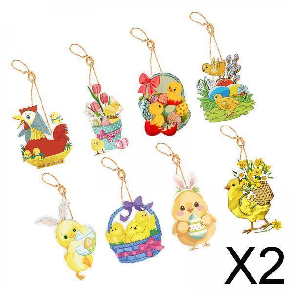 2x8Pcs Easter Decorations for The Home Hanging Ornaments for Wall Window Decor Style A