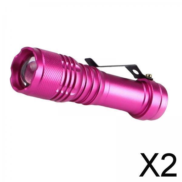 2xBattery Operated Light Torch Compact Pocket Handheld Flashlight Rose Red