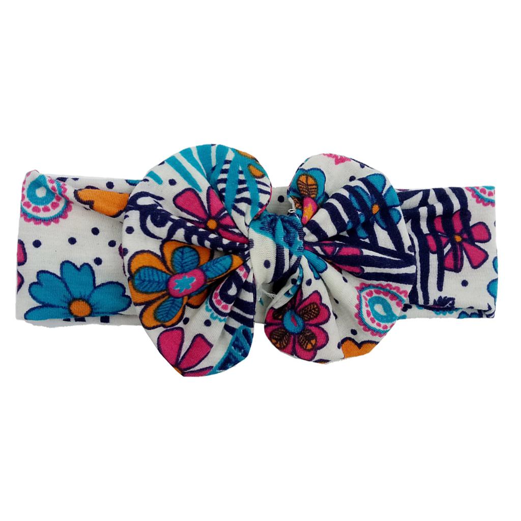 Cute Infant Girls Colorful Printed Flower Cotton Bow Baby Hair Band Style-1