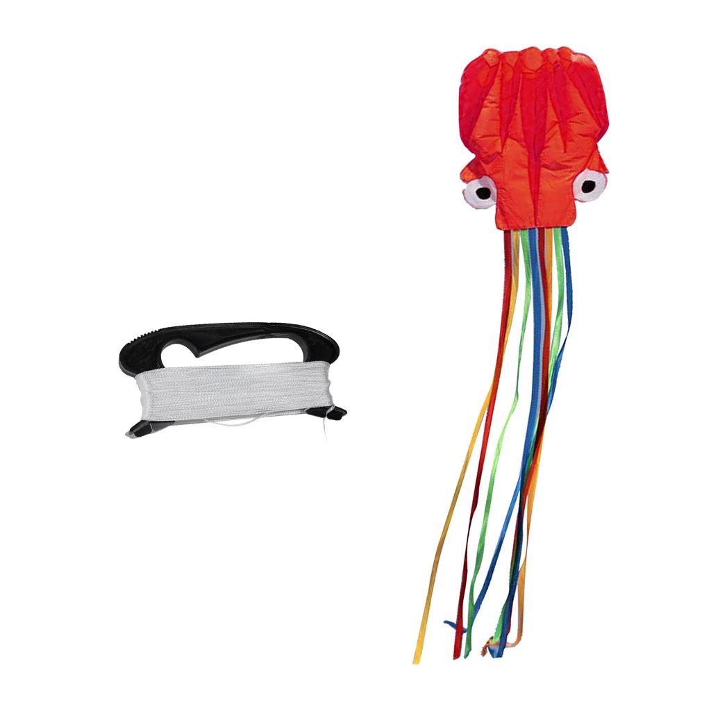 4m Octopus Kite+100m Kite Line String with D Shape Winder Board Outdoor Toys