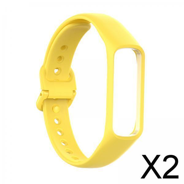 2xAdjustable Silicone Band Watch Bands Wristbands fits Galaxy Fit 2 Yellow