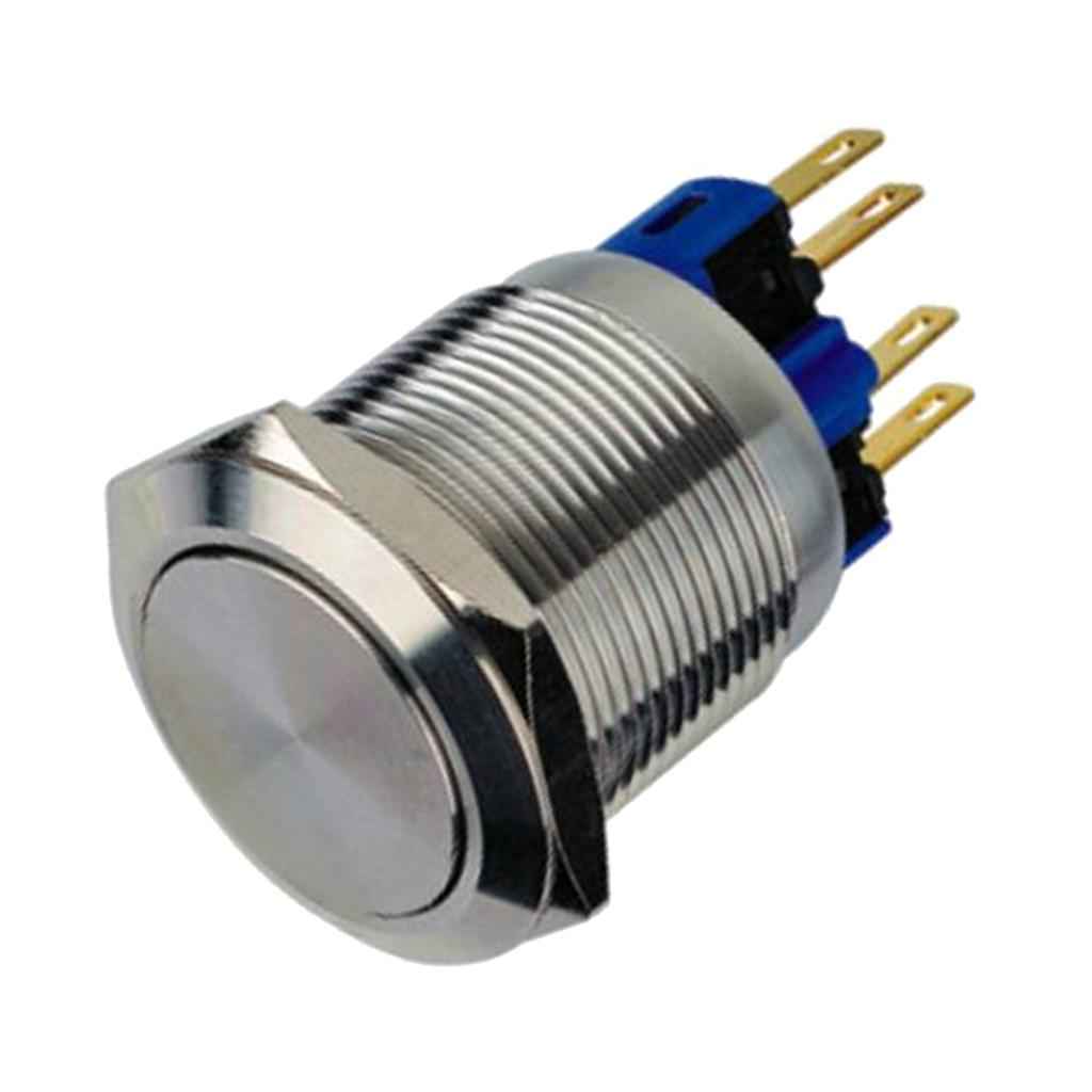 22mm 250V Falt Self-reset Stainless Steel Push Button Switch IP67 1NO1NC