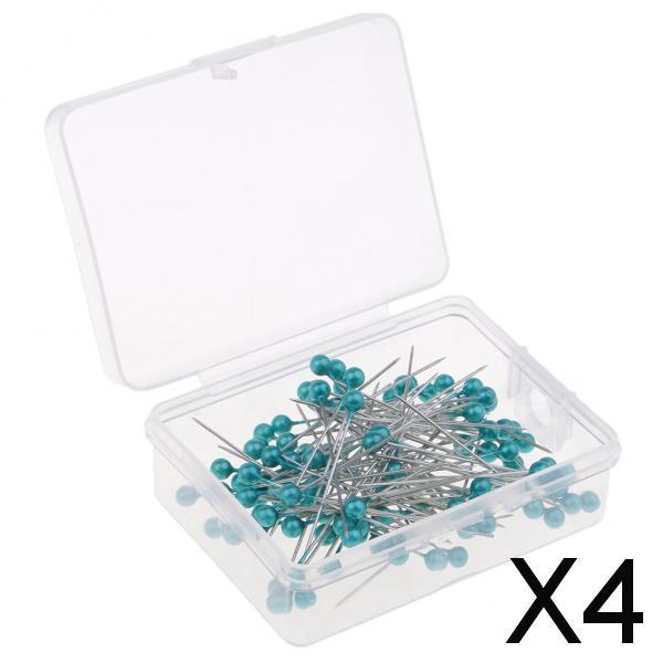 4x100pcs Multicolor Pearlized Head Pins for DIY Jewelry Components Azure
