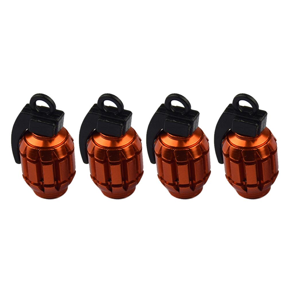 2x4 Anodized Valve Stem Multi Cap Kit/Set For Rims/Wheels/Tires SUV Orange