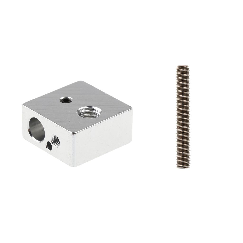 Aluminum Heater Block+M6 x40mm Nozzle Throat With Tube 3D Printer