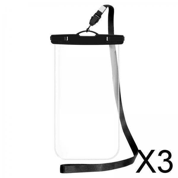 3xProfessional Waterproof Phone Bag Pouch Universal HD for Hiking Swimming Black