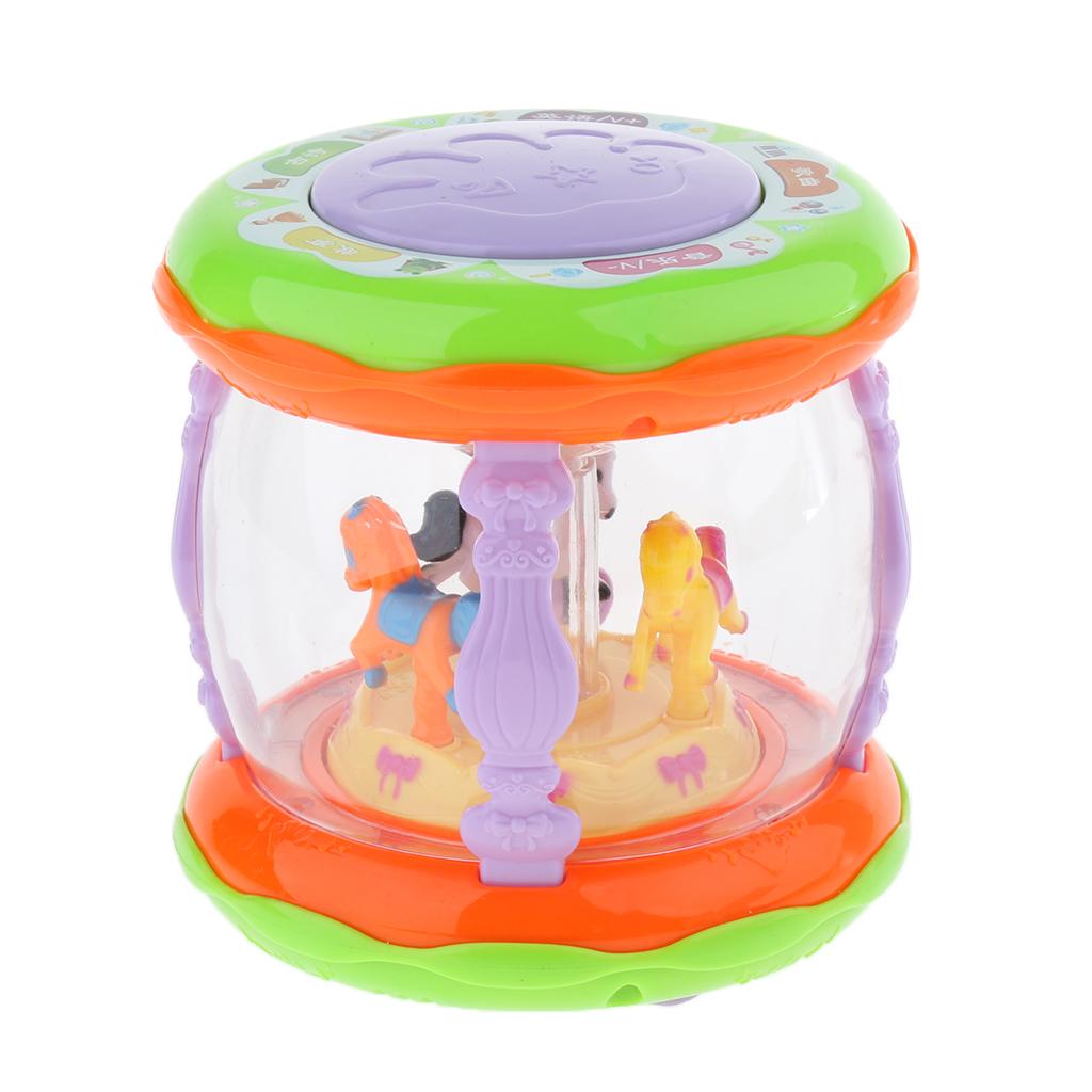 Baby Pat Drum Music Electric Hand Drums Kids Carousel Music Light Story Toy