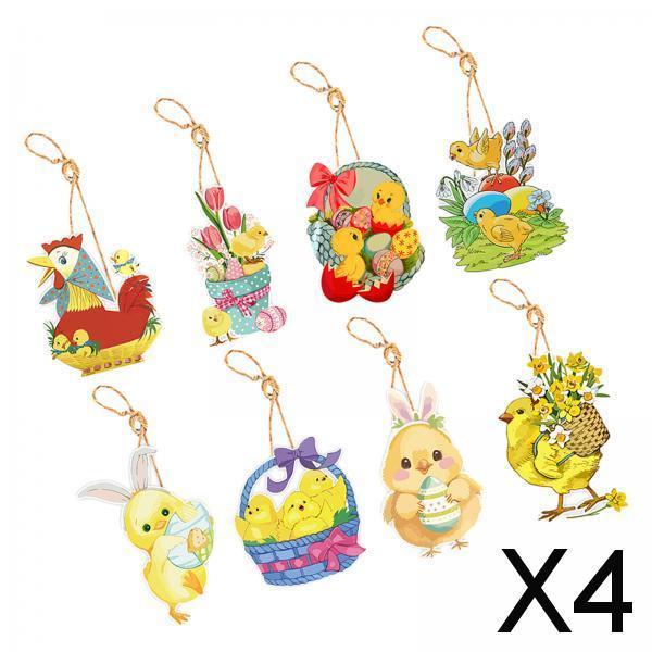 4x8Pcs Easter Decorations for The Home Hanging Ornaments for Wall Window Decor Style A