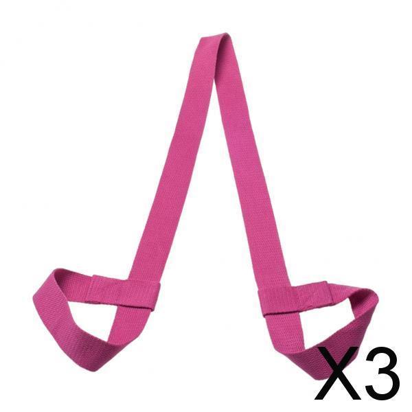 3xCotton Yoga Mat Strap Pilates Mat Carrier Fitness Stretchy Loop Fushia