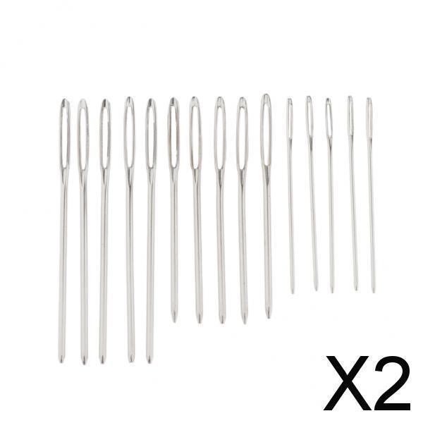 2xHand sewing needle knitting Darning Threading Supply 15pcs large eye needle
