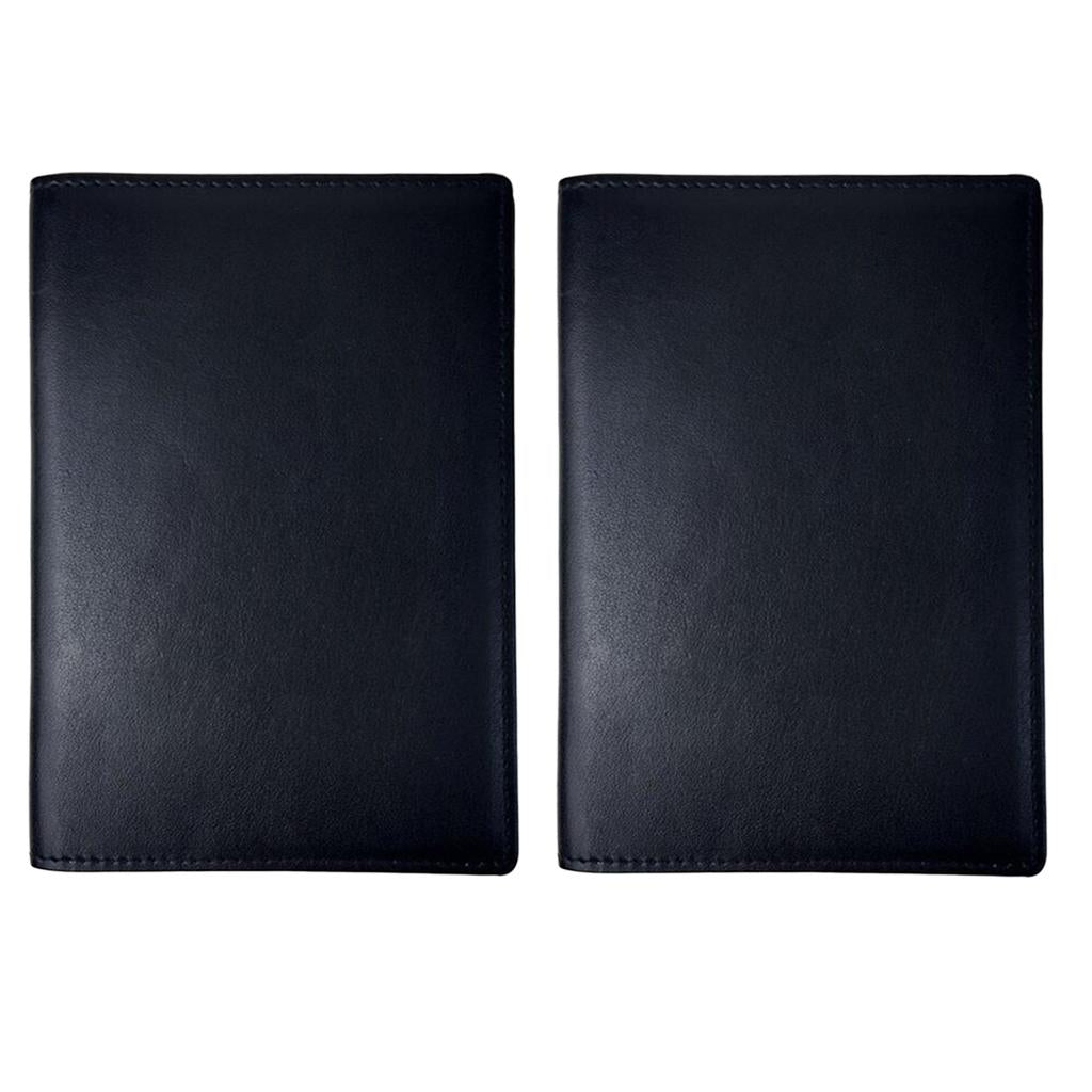 2PCS Genuine Leather Passport Holder RFID Blocking Travel Wallet Cover Case