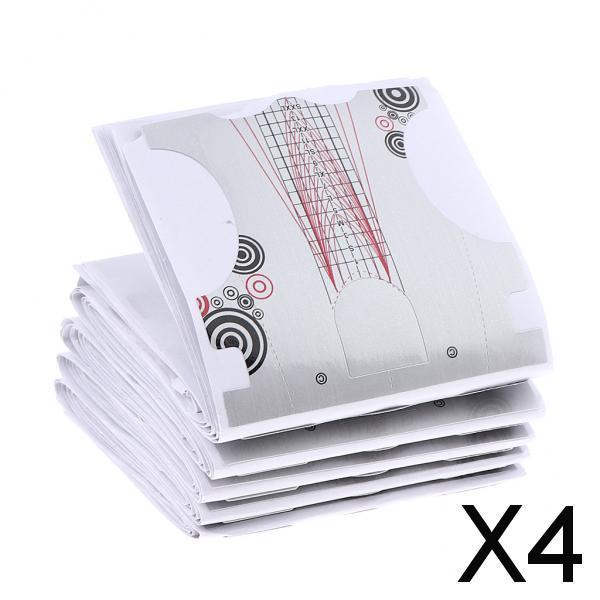 4xNail Art Tips Extension Guide Form Stickers for Acrylic UV Gel 100pcs Gray