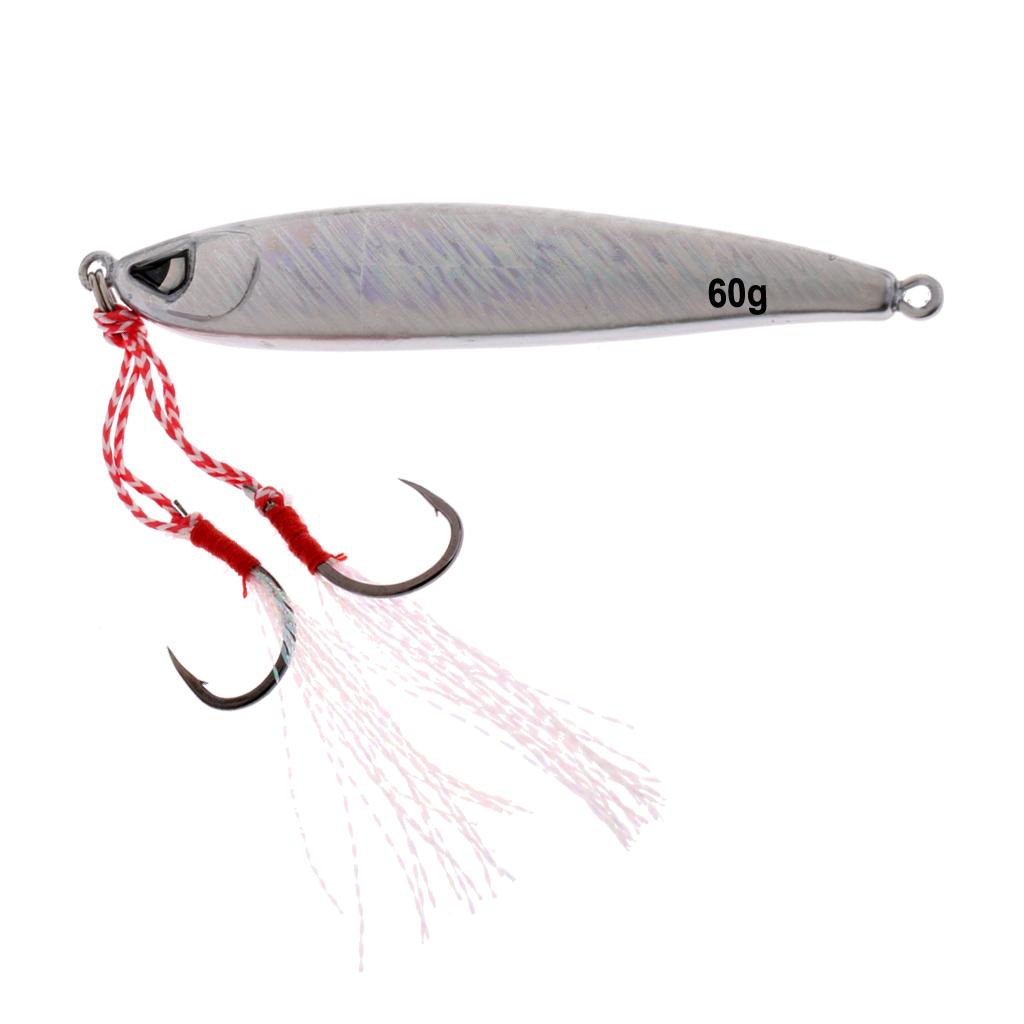 Fishing Lure Lead Fish Metal Jigging Wobbler Crankbaits Bass Baits 60g White