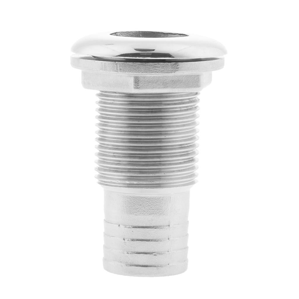 1 Hose Barb Boat Thru Hull Fitting - 316 Stainless Steel Hardware"