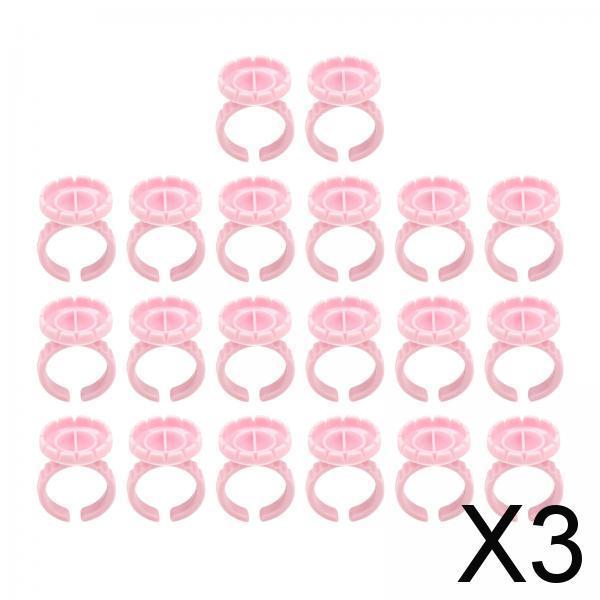 3x100x Glue Rings Lash Glue Cups for Tattoo Volume Lash Makeup Pink
