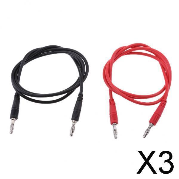 3x2Pieces 4mm Stackable Banana Plug Wire Soft Silicone Test Cable