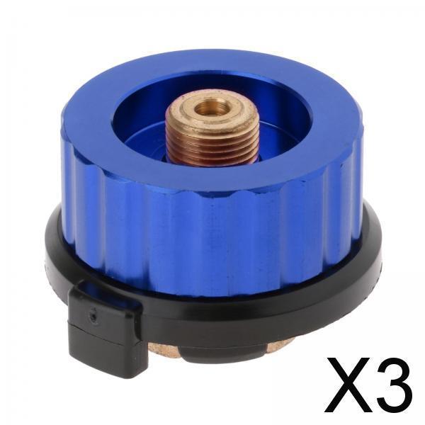 3xGas Tank Adapter Stove Connector Camping Gas Bottle Output Adaptor Black