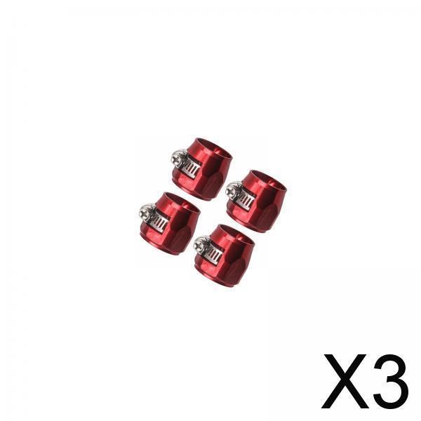 3x4 Pieces Hose Finisher Clamps Aluminum Alloy with Screw Band Hose Connectors Red AN6