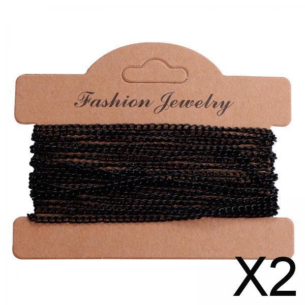 2xTwisted Link Chain DIY Jewelry Making Keychain Earrings Curb Cable Chain Black Plating