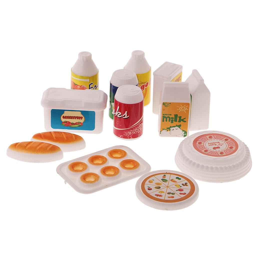 12Pcs Dollhouse Miniature Juice Milk Drinks Food Set for Dolls