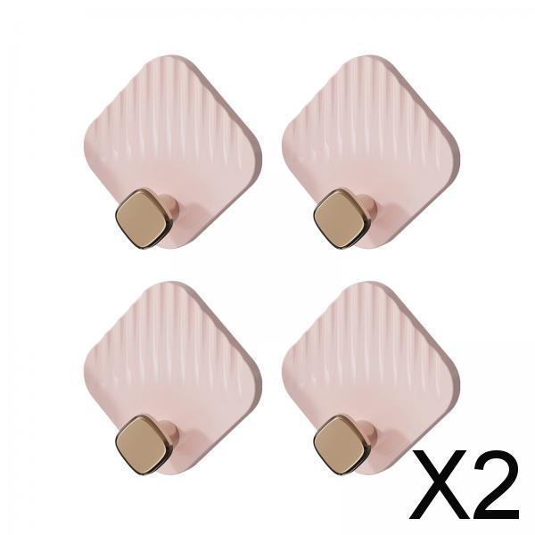 2x4 Pieces Bathroom Towel Hooks Multifunctional Hooks for Bathroom Office Hats pink