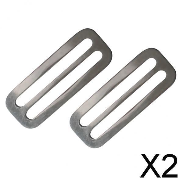 2x2 Pieces 2 Weight Belt Slide Stainless Steel Stopper Keeper 2mm Thickness "