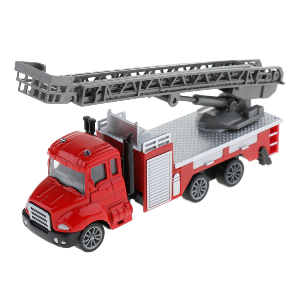 1:64 Alloy Pull Back Car Construction Vehicle Toy for Kids Gift Ladder Truck