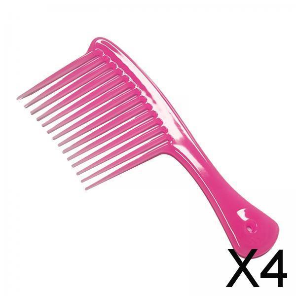 4xComb Hair Styling Tool Large Handle Styling Comb for Home Travel Salon Pink