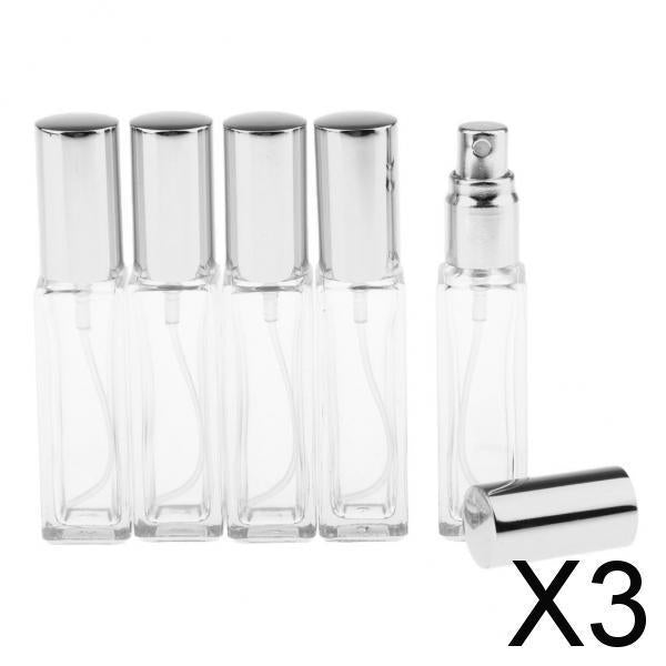 3x5x 8ml Refillable Perfume Atomizer Empty Spray Bottle Silver Cap