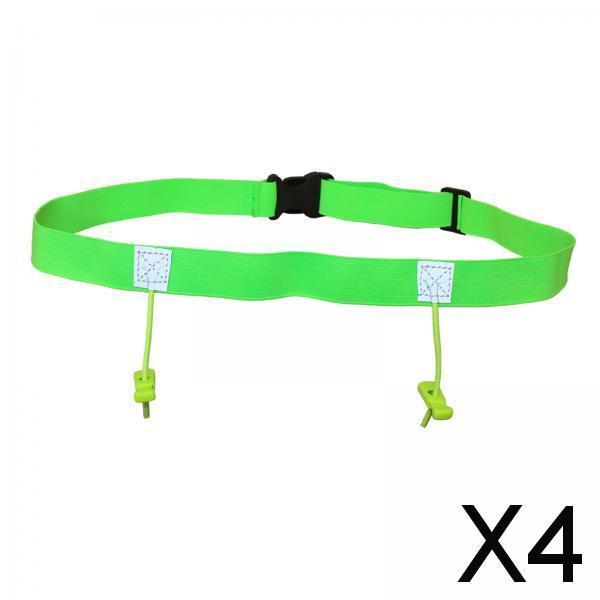 4xReflective Tape Cycling Race Number Belt Triathlon Waist Belt Night Running Green