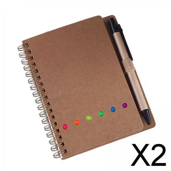 2xTravel Writing Notebook Diary Book Portable with Sticker for Diary Gifts Brown