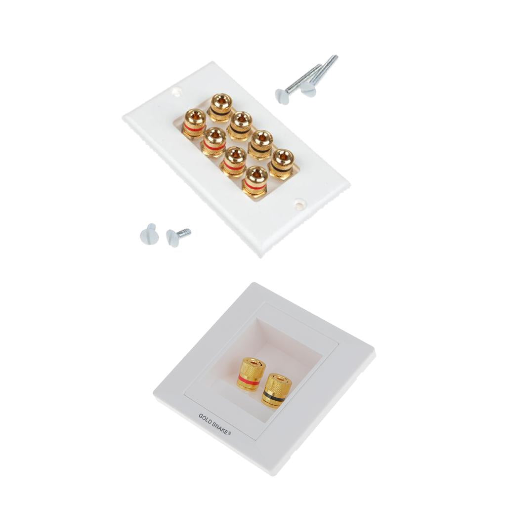 2Pieces Binding Post Banana Plug Audio Speaker Terminal Wall Face Plates